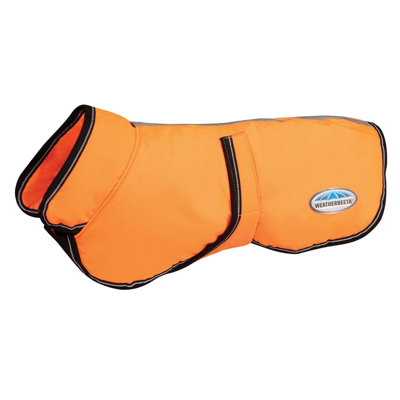 WeatherBeeta ComFiTec Reflective Parka 300D Deluxe Dog Coat, Orange, 26" - Image 1